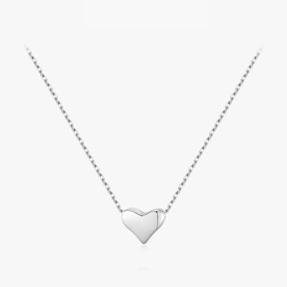 Ins Style Simple Style Heart Shape Sterling Silver Plating Rhodium Plated Necklace