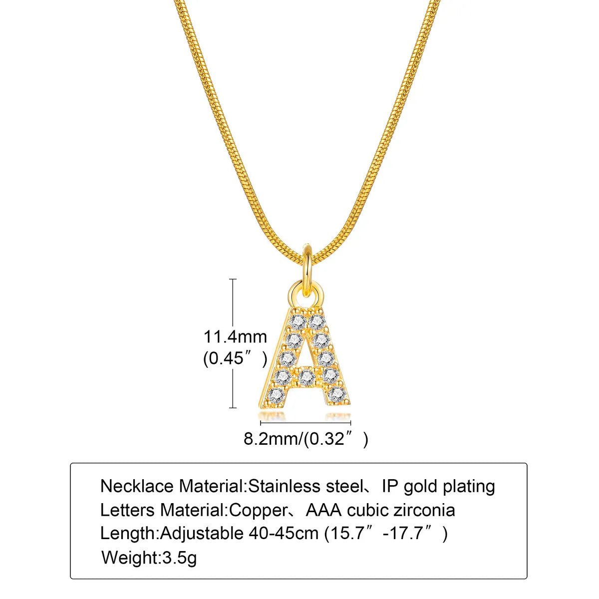 Ins Style Simple Style Letter Stainless Steel Plating Inlay Zircon 18k Gold Plated Necklace Pendant