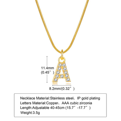 Ins Style Simple Style Letter Stainless Steel Plating Inlay Zircon 18k Gold Plated Necklace Pendant