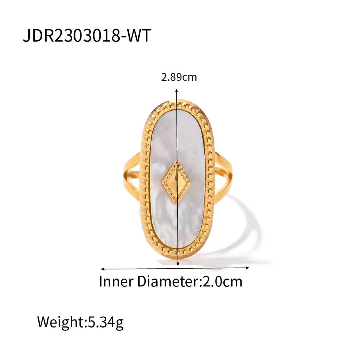 Ins Style Simple Style Oval Stainless Steel Plating Inlay Natural Stone 18k Gold Plated Rings