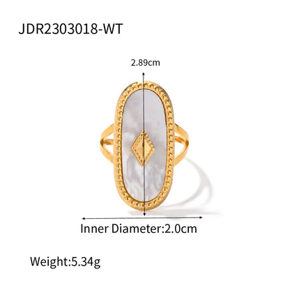 Ins Style Simple Style Oval Stainless Steel Plating Inlay Natural Stone 18k Gold Plated Rings