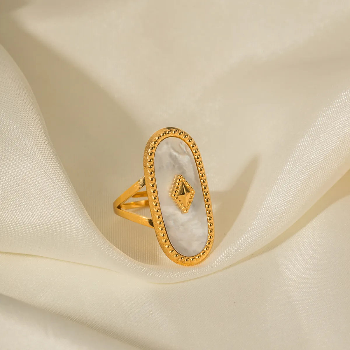 Ins Style Simple Style Oval Stainless Steel Plating Inlay Natural Stone 18k Gold Plated Rings