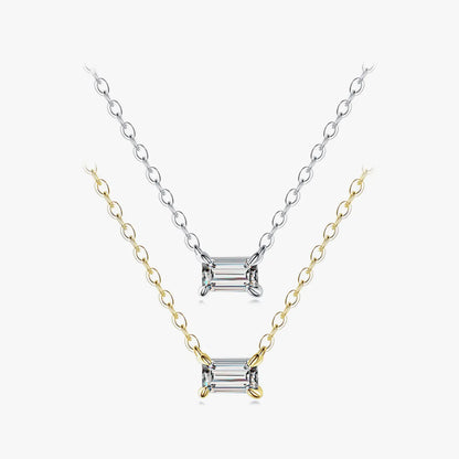 Ins Style Simple Style Rectangle Sterling Silver Plating Inlay Zircon 14k Gold Plated Rhodium Plated Necklace