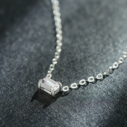 Ins Style Simple Style Rectangle Sterling Silver Plating Inlay Zircon 14k Gold Plated Rhodium Plated Necklace