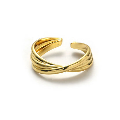 Ins Style Simple Style Solid Color Knot Copper Plating 18k Gold Plated Open Ring