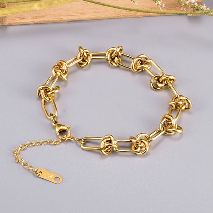 Simple Style Knot Titanium Steel 18k Gold Plated Bracelets