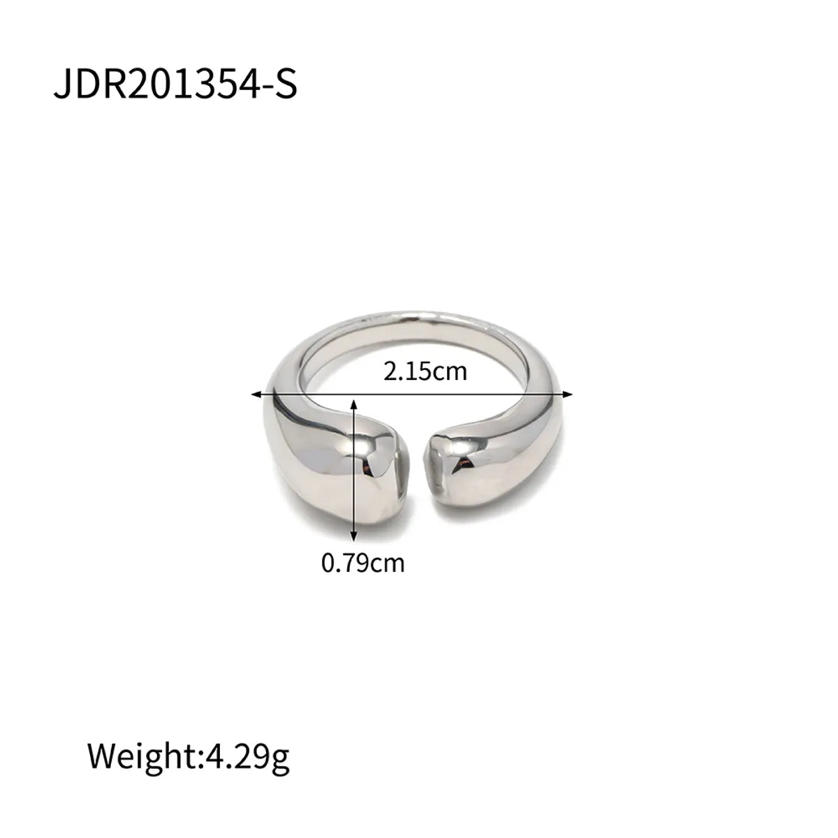 Wholesale Jewelry INS Style Simple Style Solid Color 304 Stainless Steel Asymmetrical Plating Open Ring