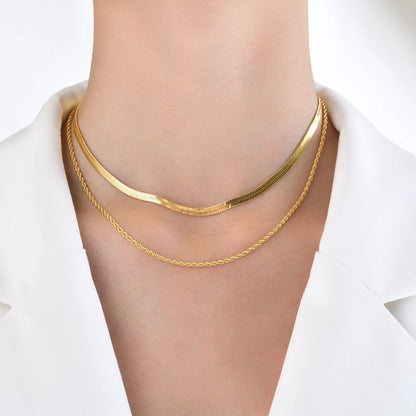 Ins Style Simple Style Solid Color Stainless Steel Plating 18k Gold Plated Layered Necklaces