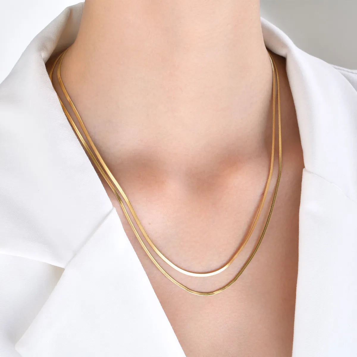 Ins Style Simple Style Solid Color Stainless Steel Plating 18k Gold Plated Layered Necklaces