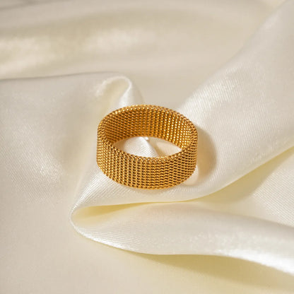 Ins Style Simple Style Solid Color Stainless Steel Plating 18k Gold Plated Rings