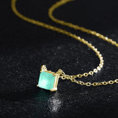 Ins Style Simple Style Square Sterling Silver Plating Inlay Gem 14k Gold Plated Rhodium Plated Necklace