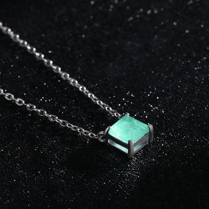 Ins Style Simple Style Square Sterling Silver Plating Inlay Gem 14k Gold Plated Rhodium Plated Necklace