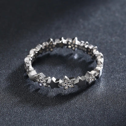 Ins Style Simple Style Star Sterling Silver Plating Inlay Zircon Rhodium Plated Rings