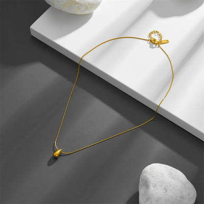 Titanium Steel 18K Gold Plated Simple Style Plating Water Droplets Solid Color Pendant Necklace