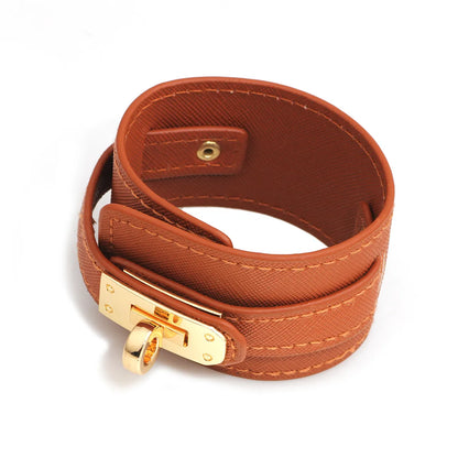 Ins Style Solid Color Pu Leather Alloy Wholesale Bangle