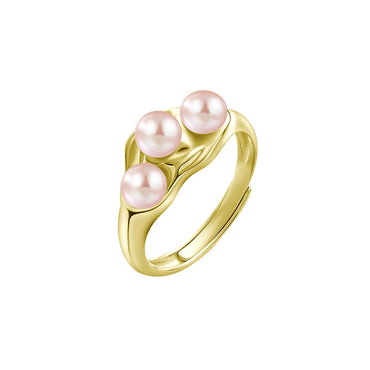 Ins Style Solid Color Sterling Silver Inlay Pearl Rings 1 Piece