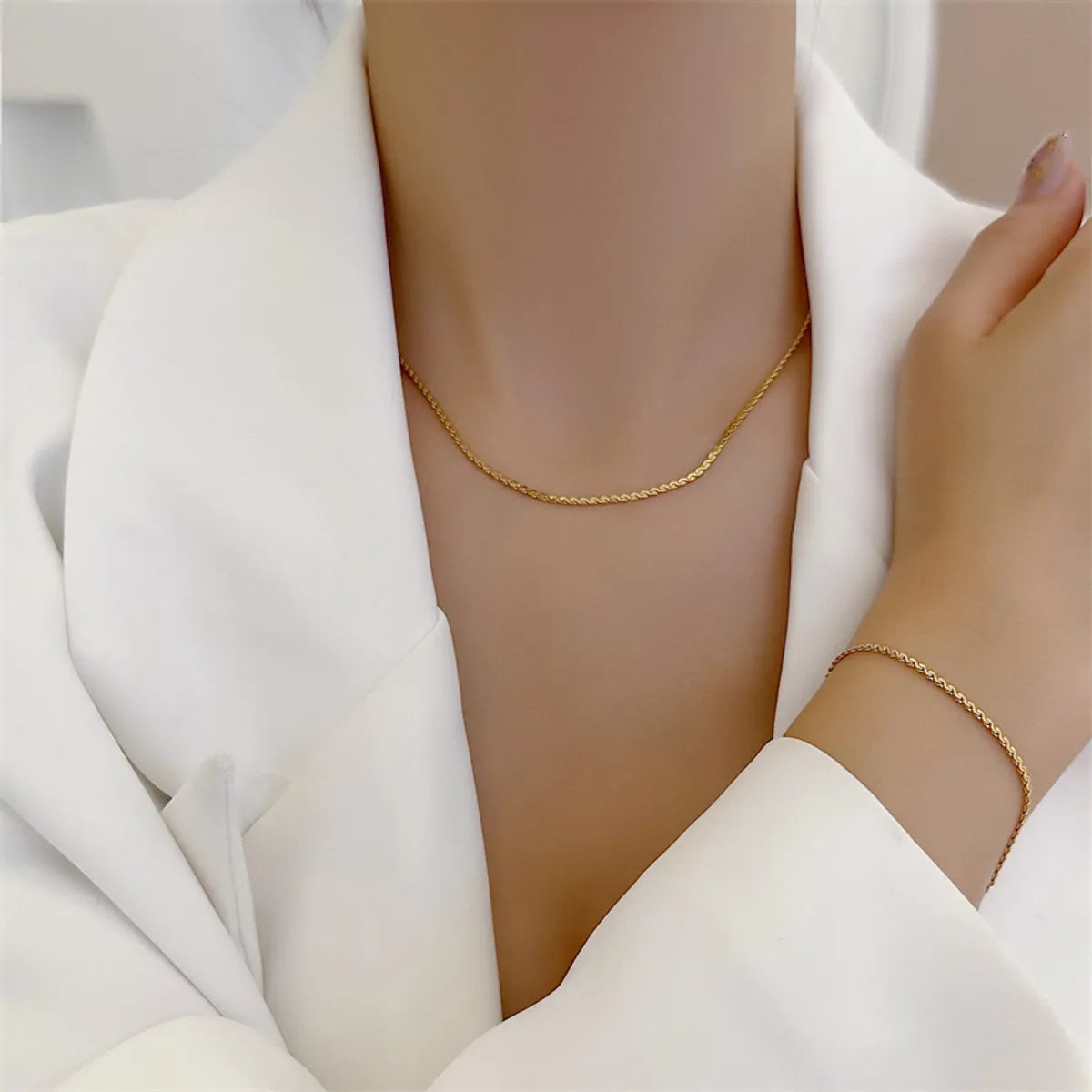 Ins Style Solid Color Titanium Steel Bracelets Necklace