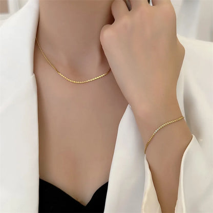 Ins Style Solid Color Titanium Steel Bracelets Necklace