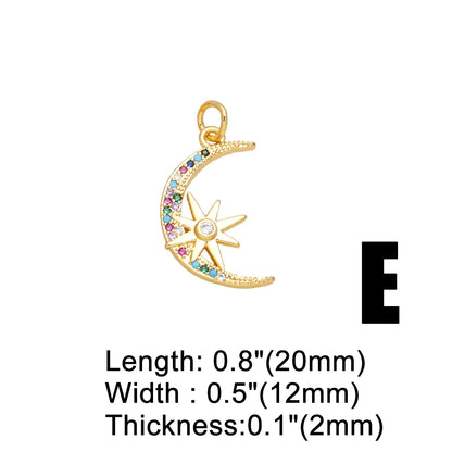 Ins Style Star Moon Tree Copper Plating Inlay Zircon 18k Gold Plated Pendants Jewelry Accessories