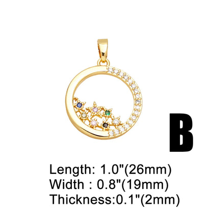 Ins Style Star Moon Tree Copper Plating Inlay Zircon 18k Gold Plated Pendants Jewelry Accessories