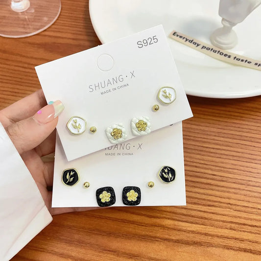 Ins Style Sweet Flower Alloy Spray Paint Enamel Women's Ear Studs