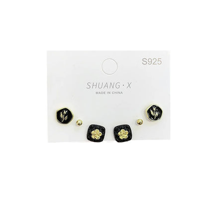 Ins Style Sweet Flower Alloy Spray Paint Enamel Women's Ear Studs