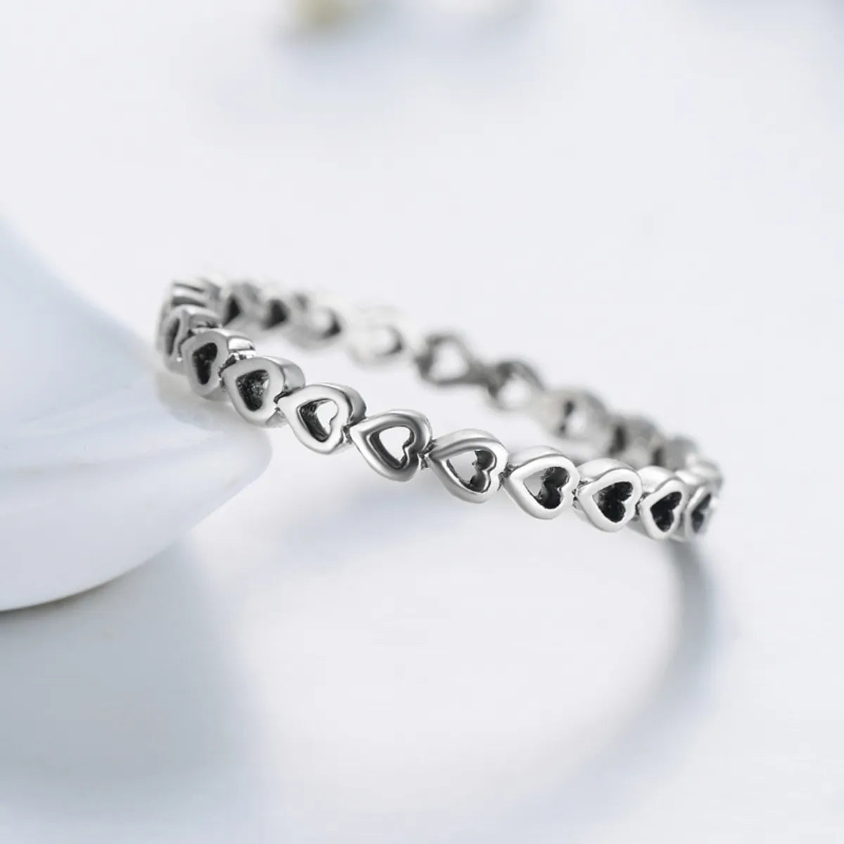 Ins Style Vintage Style Simple Style Heart Shape Sterling Silver Hollow Out Rings