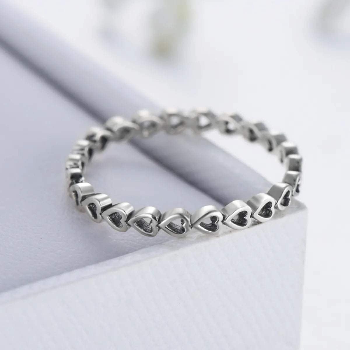 Ins Style Vintage Style Simple Style Heart Shape Sterling Silver Hollow Out Rings