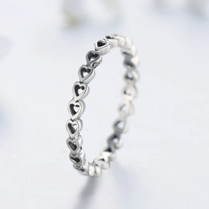 Ins Style Vintage Style Simple Style Heart Shape Sterling Silver Hollow Out Rings