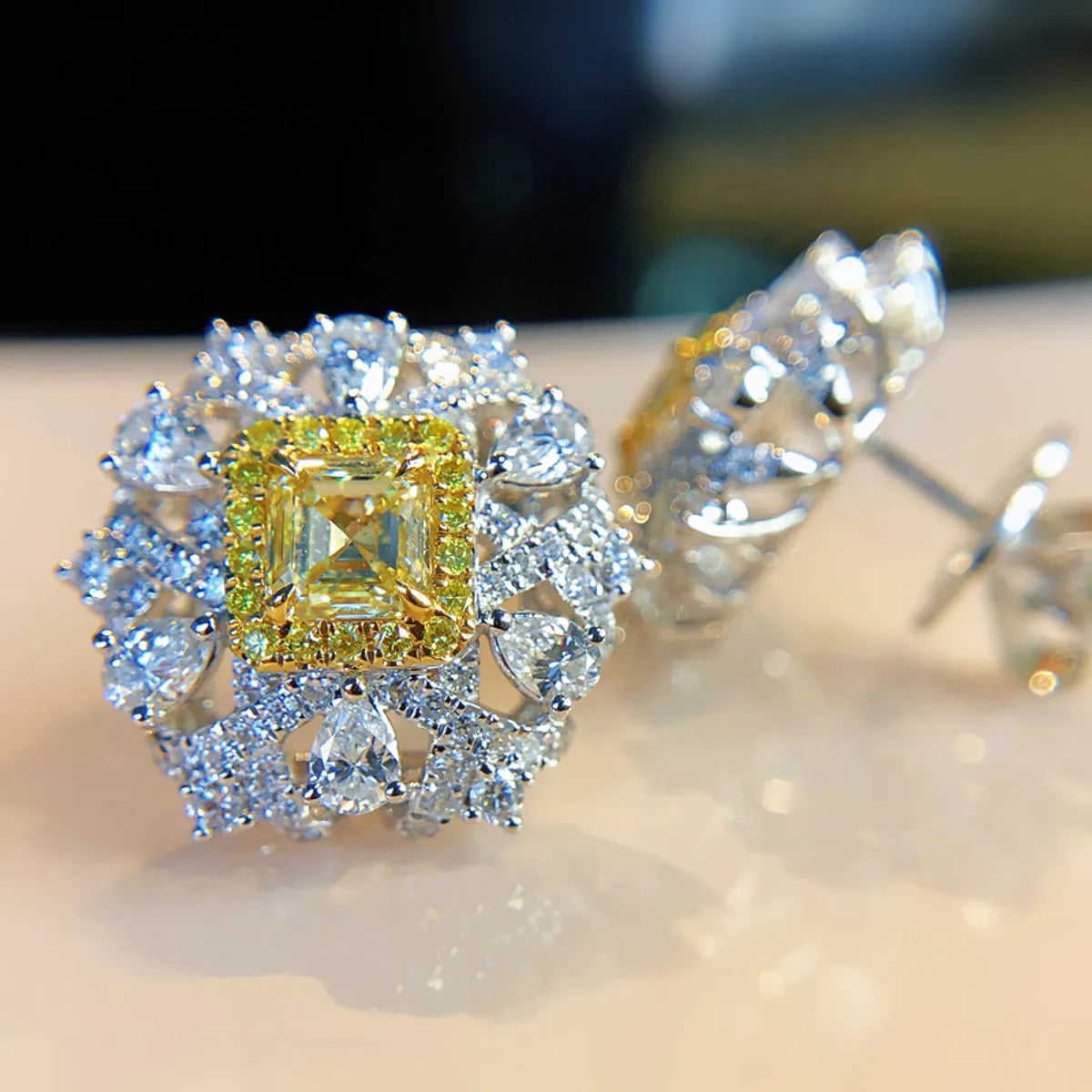 Intense Yellow Diamond Micro-Inlaid Yellow Diamond Earrings