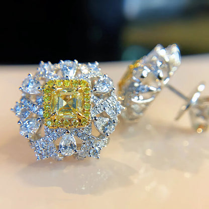 Intense Yellow Diamond Micro-Inlaid Yellow Diamond Earrings