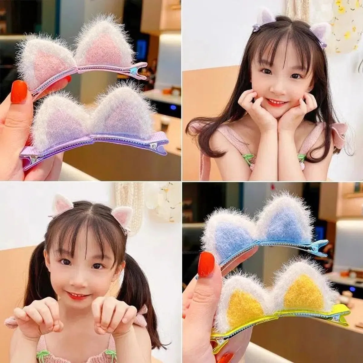 Internet Celebrity Cat Ears Hairpin Super Cute Sweet Cute Kid Furry Bangs Clip Princess Class Children Small Gift