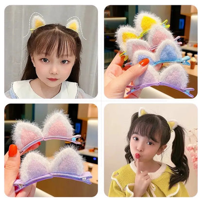 Internet Celebrity Cat Ears Hairpin Super Cute Sweet Cute Kid Furry Bangs Clip Princess Class Children Small Gift