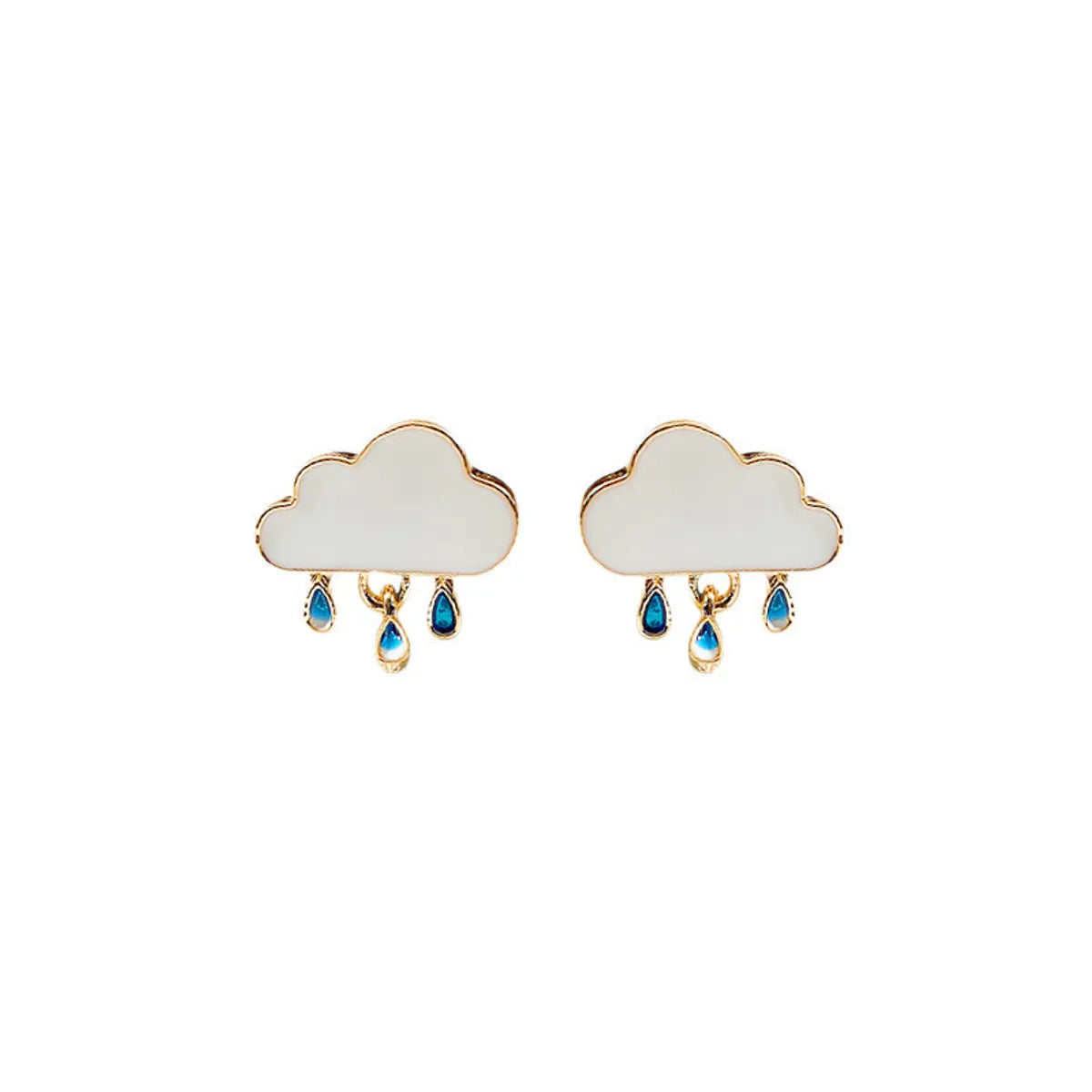 Japan And South Korea Fashion Earrings Cloud Raindrops Pendant Rhinestone Resin Stud Earrings Wholesale