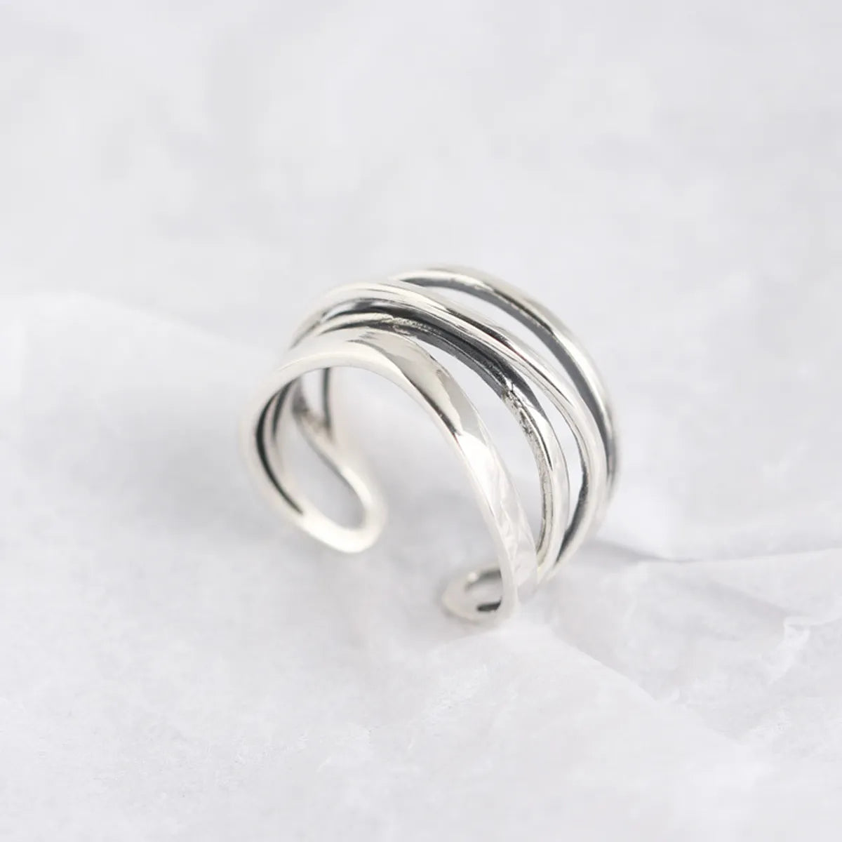 Japanese And Korean S925 Sterling Silver Handmade Jewelry Ins Wind Light Luxury Personality Irregular Line Ring