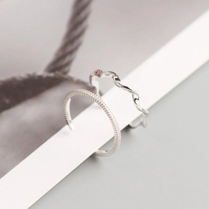 Japanese And Korean Style S925 Sterling Silver Ins Style Geometric Twisted Mobius Very Simple And Fine Little Finger Ring All-Match Silver Ring Bracelet