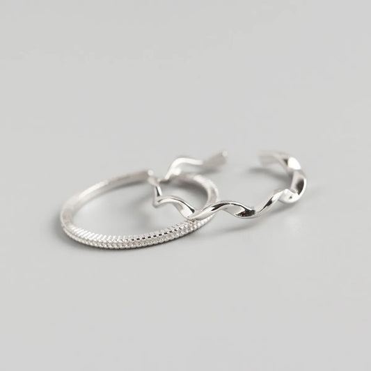 Japanese And Korean Style S925 Sterling Silver Ins Style Geometric Twisted Mobius Very Simple And Fine Little Finger Ring All-Match Silver Ring Bracelet