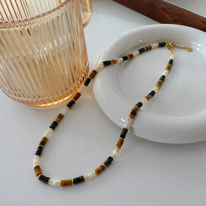 Japanese Style Geometric Natural Stone Freshwater Pearl Necklace In Bulk