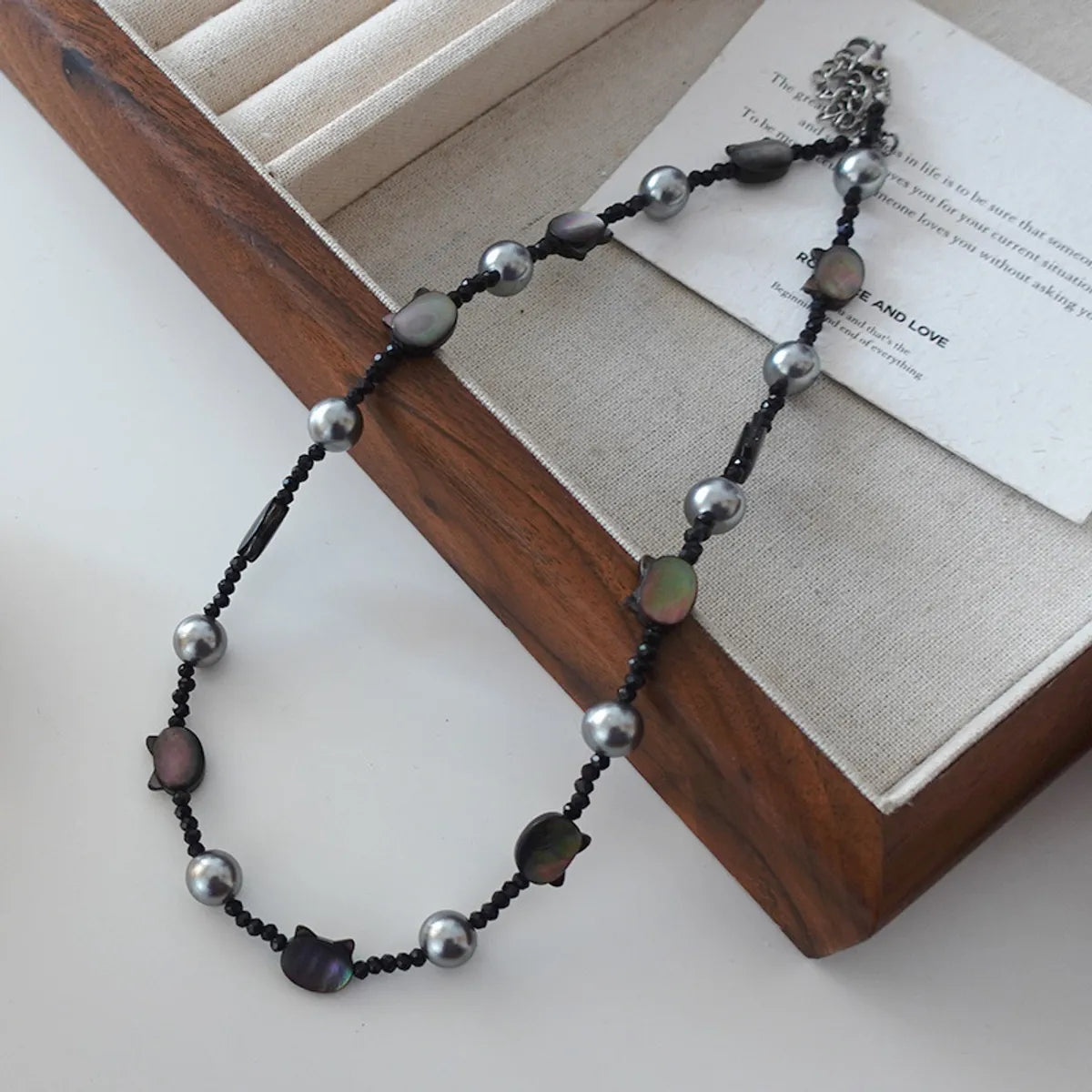 Japanese Style Geometric Natural Stone Freshwater Pearl Necklace In Bulk