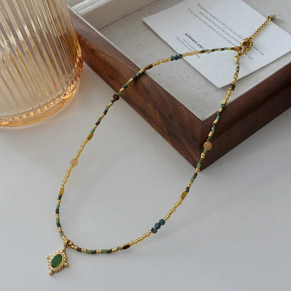 Japanese Style Geometric Natural Stone Freshwater Pearl Necklace In Bulk