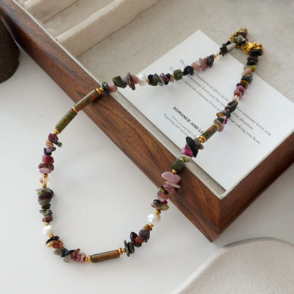 Japanese Style Geometric Natural Stone Freshwater Pearl Necklace In Bulk