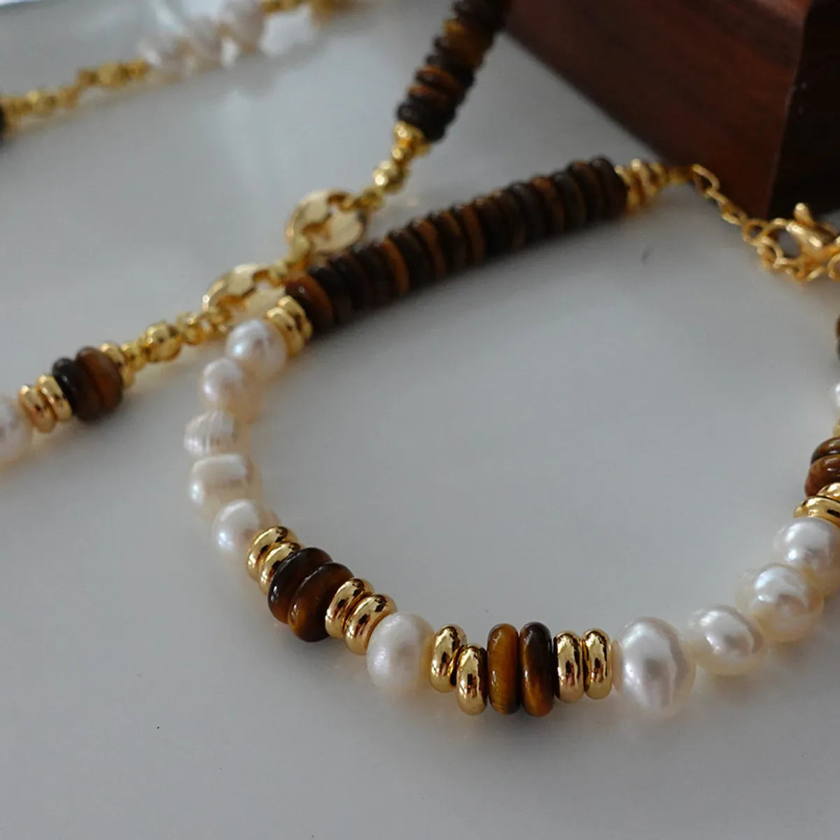 Japanese Style Geometric Natural Stone Freshwater Pearl Necklace In Bulk