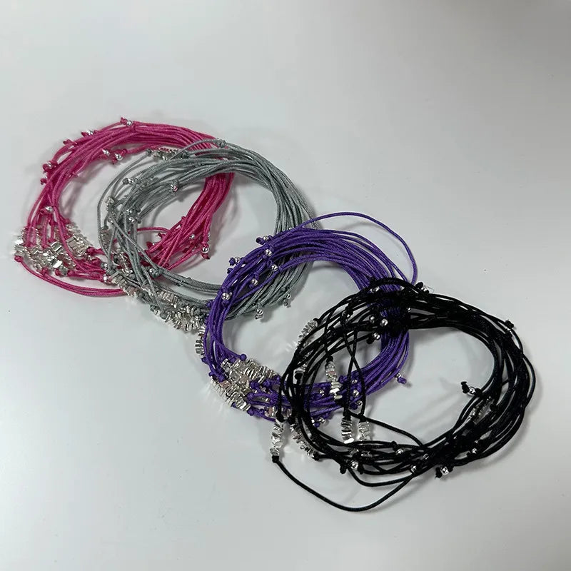 Japanese Style Round Sterling Silver Rope Bracelets