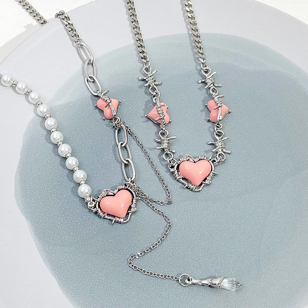 Japanese Style Sweet Heart Shape Bow Knot Alloy Wholesale Pendant Necklace