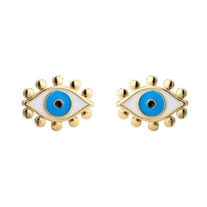 Hecheng Ornament Dripping Oil Eye Stud Earrings European And American Style Personalized Women's Stud Earrings Ornament Accessories