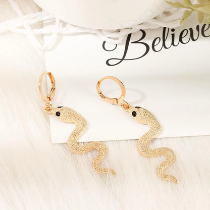 Jewelry Fashion Creative Snake Element Earrings Pop Punk Metal Snake Earrings