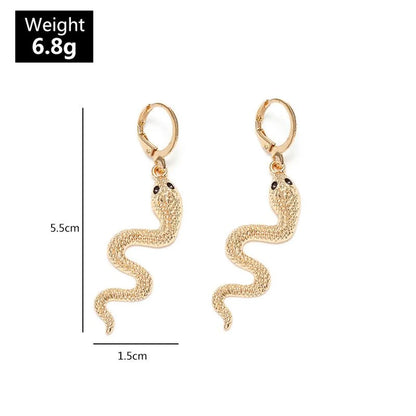 Jewelry Fashion Creative Snake Element Earrings Pop Punk Metal Snake Earrings