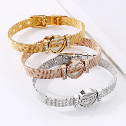 Jewelry Fashion Stainless Steel Mesh Belt Adjustable Heart-shaped Bracelet