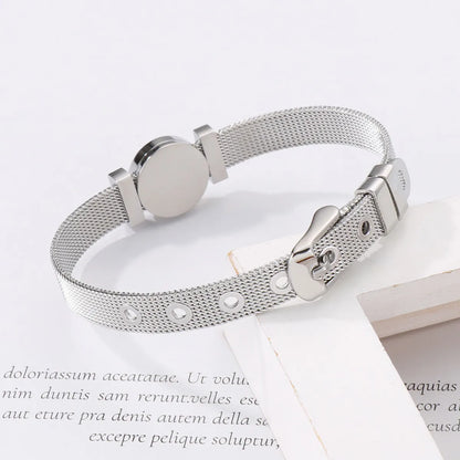 Jewelry Fashion Stainless Steel Mesh Belt Adjustable Heart-shaped Bracelet