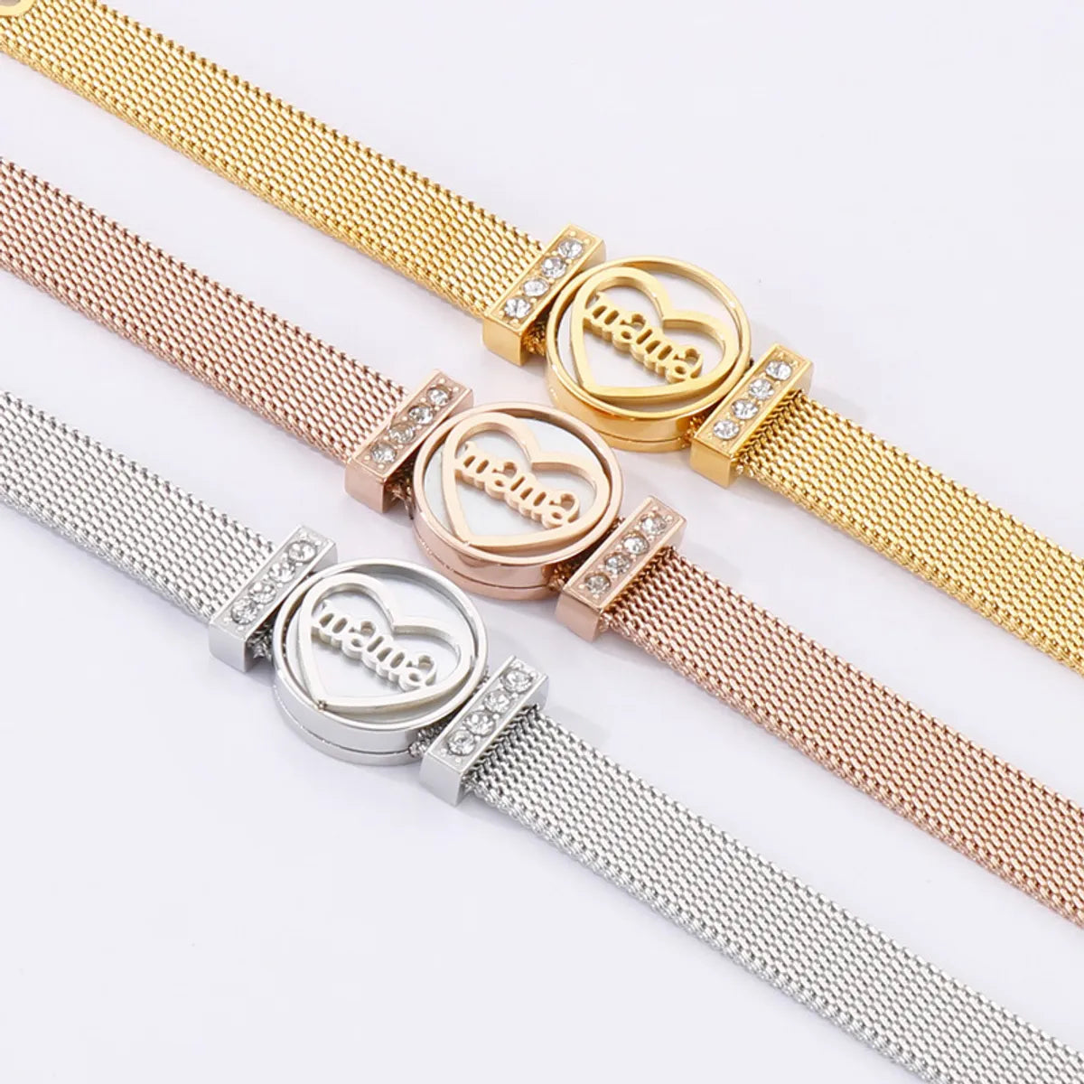 Jewelry Fashion Stainless Steel Mesh Belt Adjustable Heart-shaped Bracelet